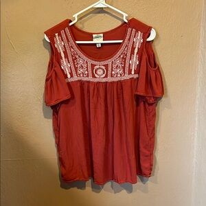 St. John's Bay Orange Embellished Cut Out Blouse